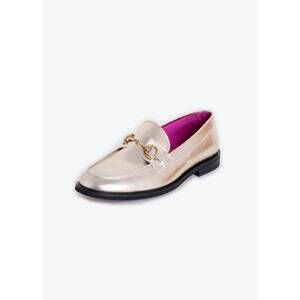 NEW VILAGALLO women's metallic leather loafers in gold
